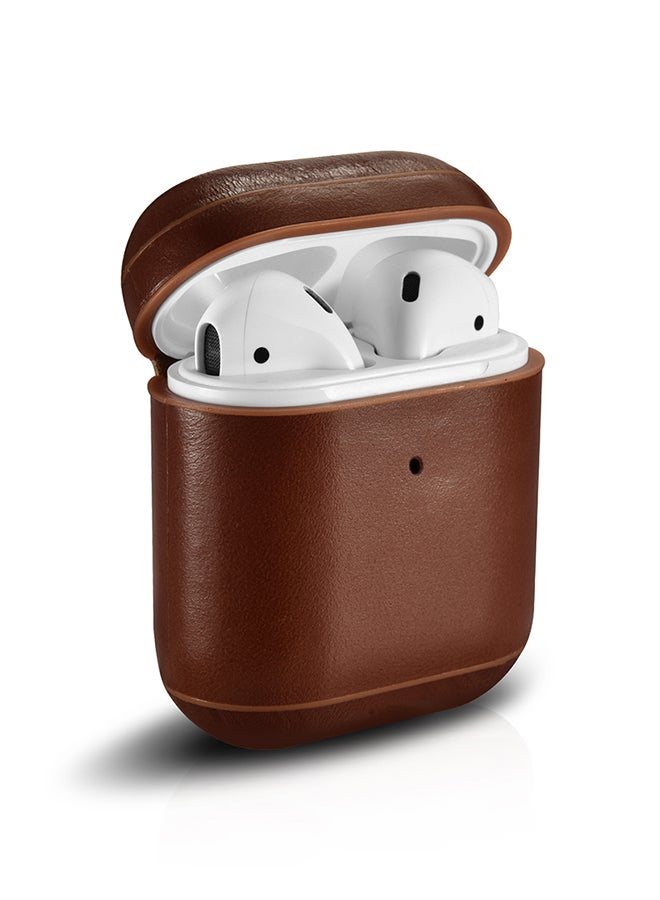 Protective Carry Case With LED Indicator Hole For Apple AirPods Brown