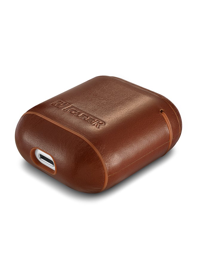 Protective Carry Case With LED Indicator Hole For Apple AirPods Brown