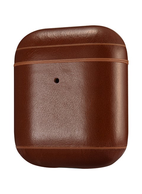 Protective Carry Case With LED Indicator Hole For Apple AirPods Brown