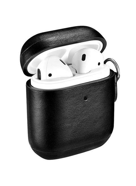 Protective Carry Case With LED Indicator Hole And Wrist Strap For Apple AirPods Black