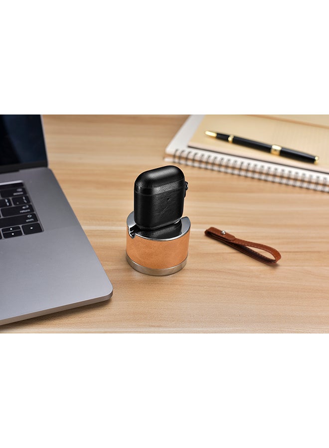 Protective Carry Case With LED Indicator Hole And Wrist Strap For Apple AirPods Black