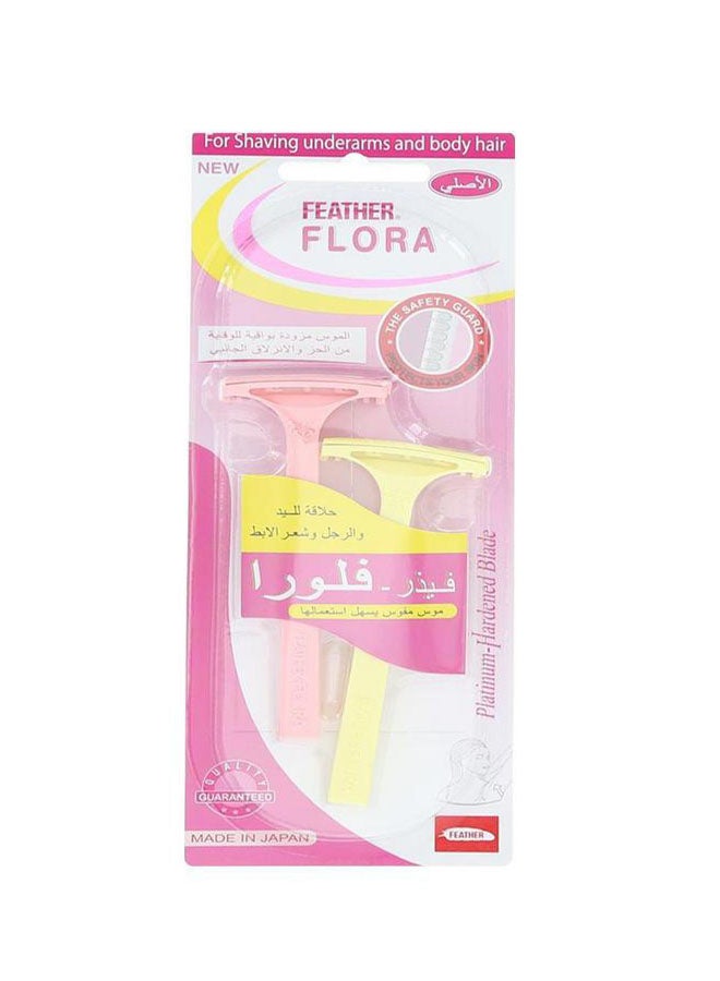 Feather 2-Piece Flora Razors Pink 10cm 