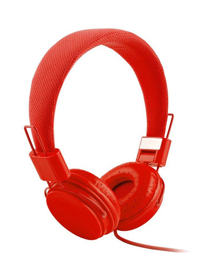 Wired On-Ear Headphone With Microphone Red