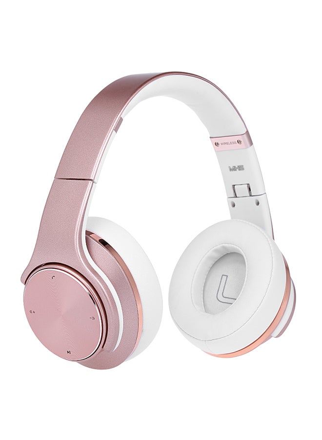 سودو سماعات بخاصية البلوتوث بتصميم يغطي الأذن مع ميكروفون ذهبي وردي/أبيض - Image 1