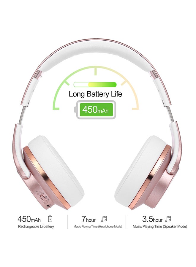 سودو سماعات بخاصية البلوتوث بتصميم يغطي الأذن مع ميكروفون ذهبي وردي/أبيض - Image 2