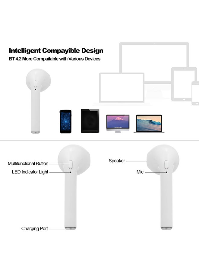Generic - Bluetooth In-Ear TWS Earphones With Mic White - Image 1