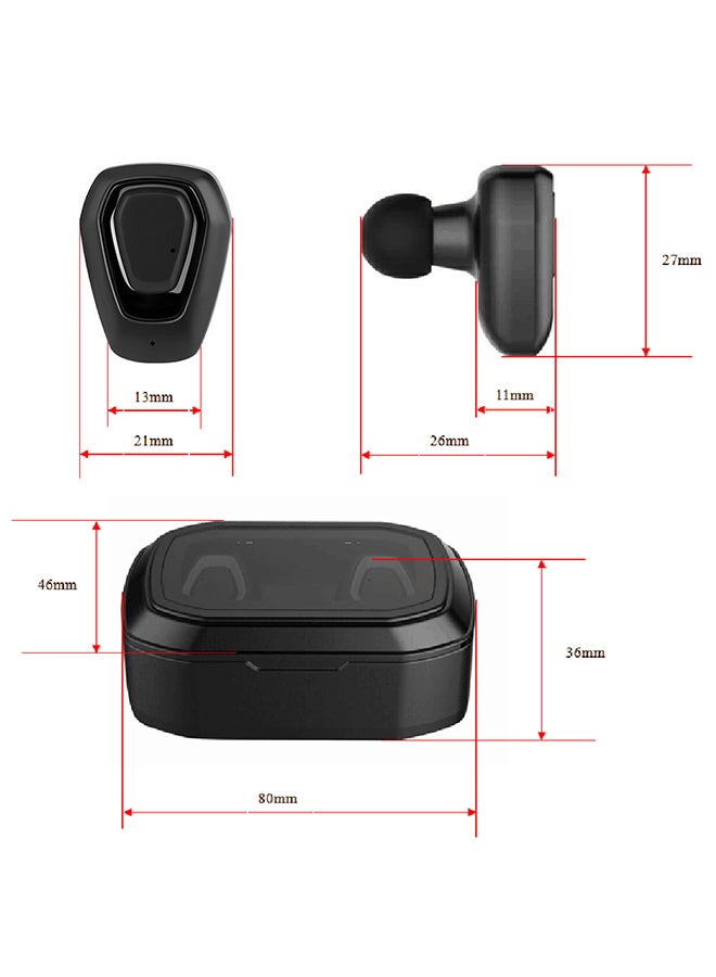 Generic Bluetooth Wireless In-Ear Music Earphones With Mic Black  - Image 3