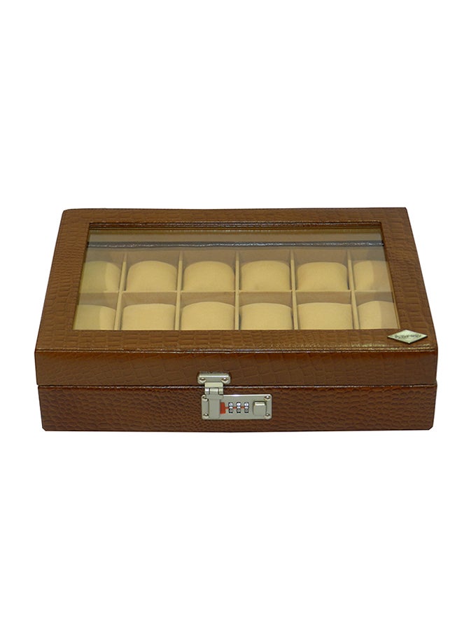 LAVERI LEATHER unisex Watch Organiser With Glass Top - Image 3