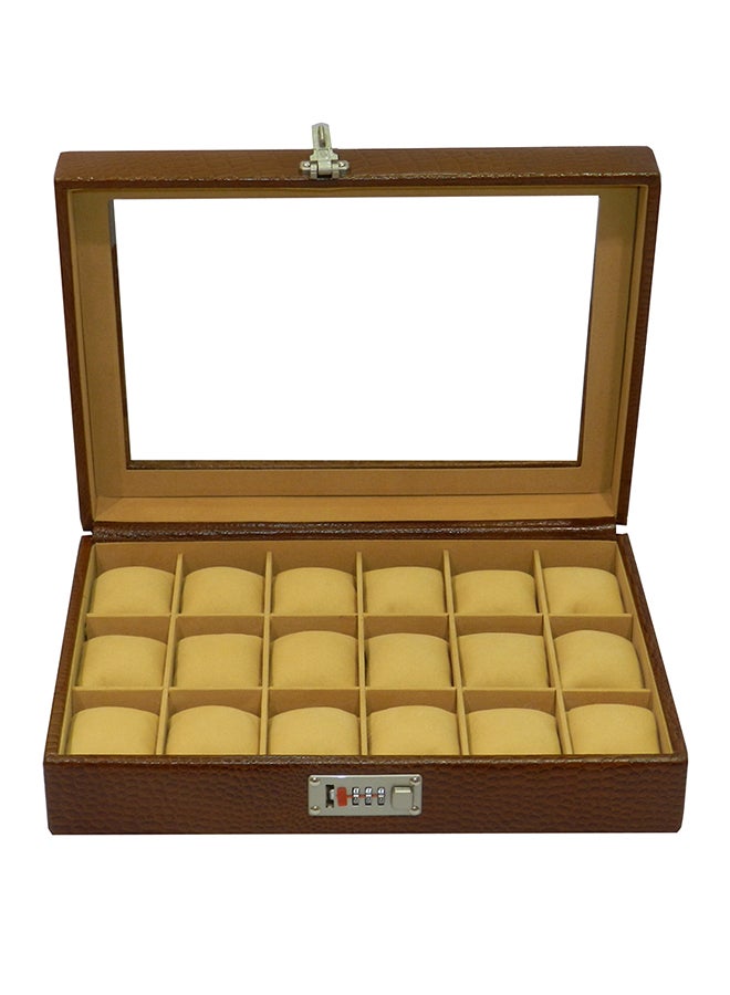 LAVERI LEATHER unisex Watch Organiser With Glass Top - Image 2