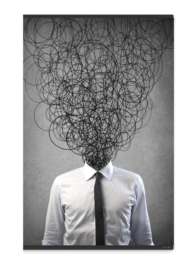 Atiq Canvas And Wood Framed Painting Artwork Black 60x90cm - Image 1