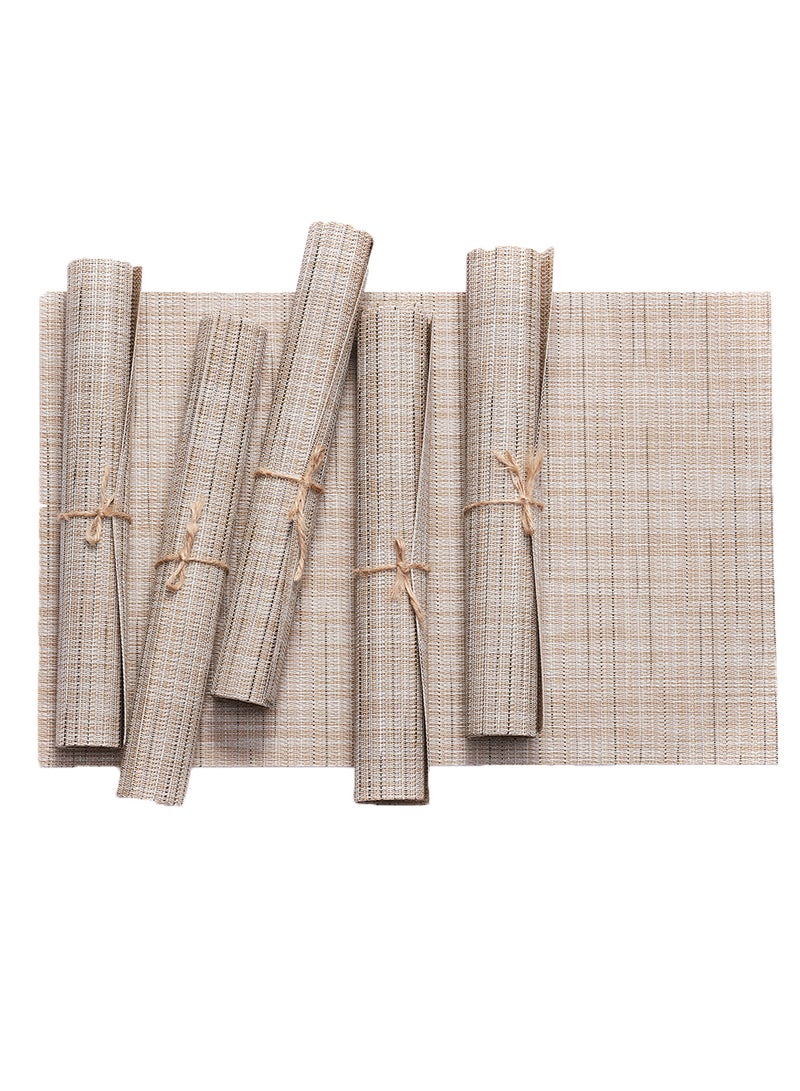 6-Piece Crossweave Placemat Set Rectangle Pvc  45 x 30centimeter Beige 45 x 30cm - v1562852911/N27432797A_1