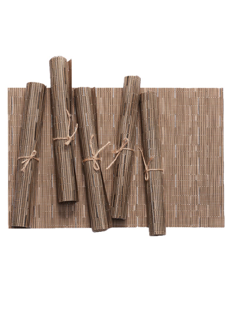 TD HOME 6-Piece Crossweave Placemat Set Brown 45 x 30centimeter  - Image 1