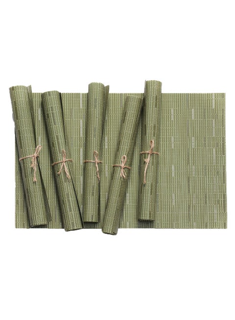 6-Piece Crossweave Placemat Set Green 45 x 30centimeter