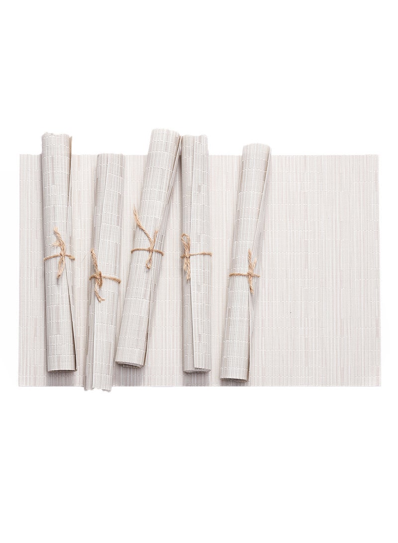 TD HOME 6-Piece Crossweave Placemat Set White 45 x 30cm  - Image 1
