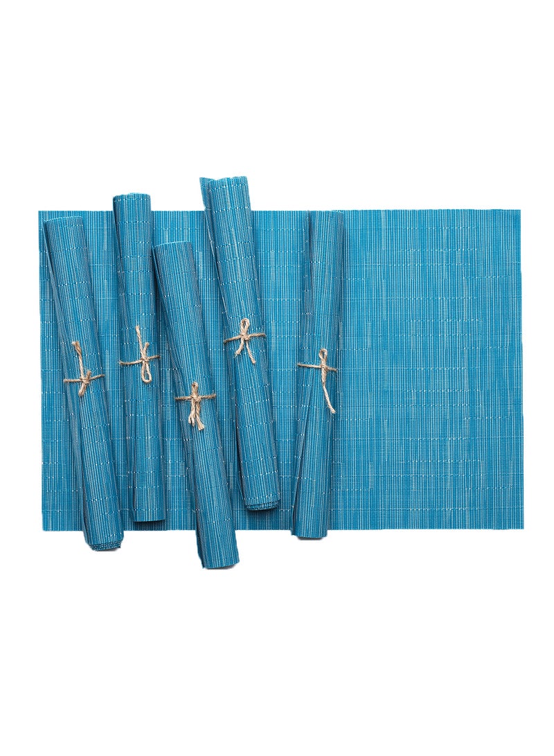 TD HOME 6-Piece Crossweave Placemat Set Blue 45 x 30centimeter  - Image 1