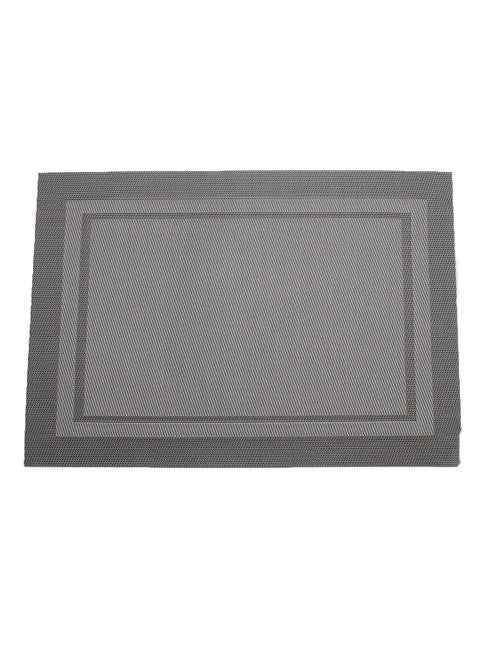 6-Piece Double Border Placemat Set Silver/ Grey 46 x 32centimeter