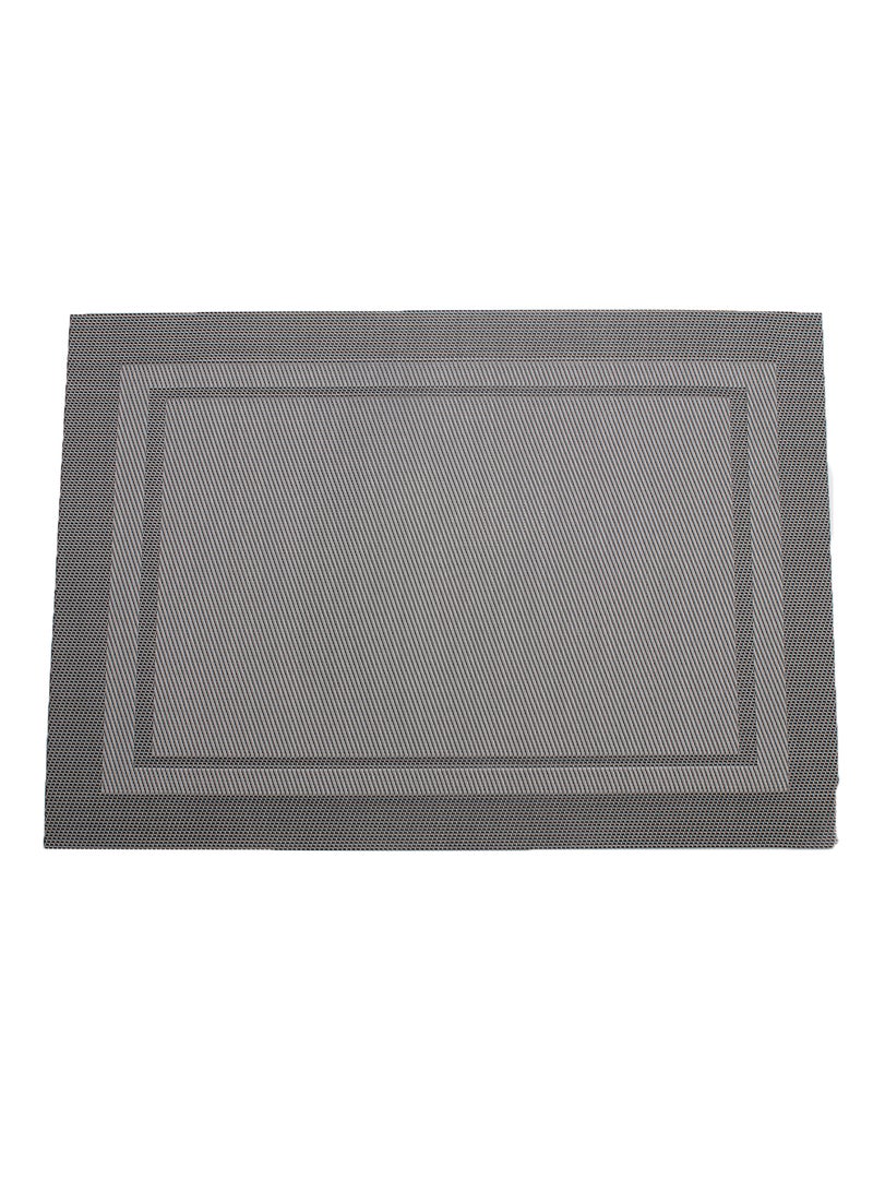 TD HOME 6-Piece Double Border Placemat Set Silver/ Grey 46 x 32centimeter  - Image 1