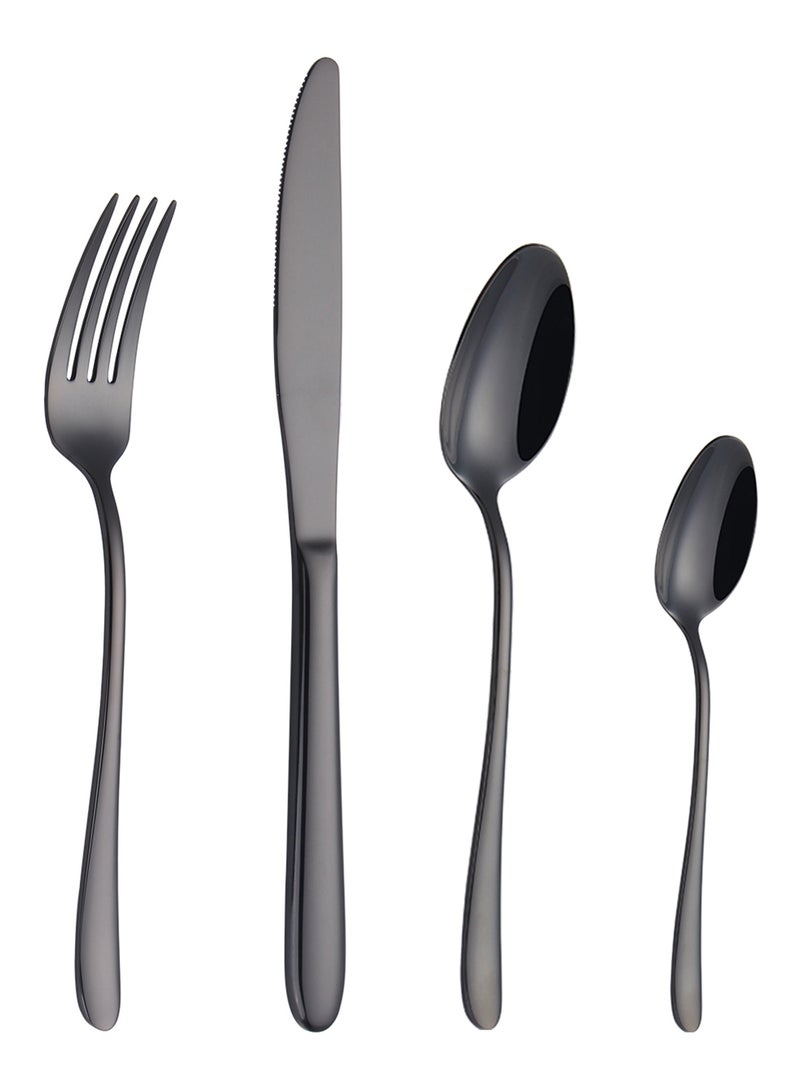 TD HOME 4-Piece Titanium Plated Flatware Set Black  - Image 1
