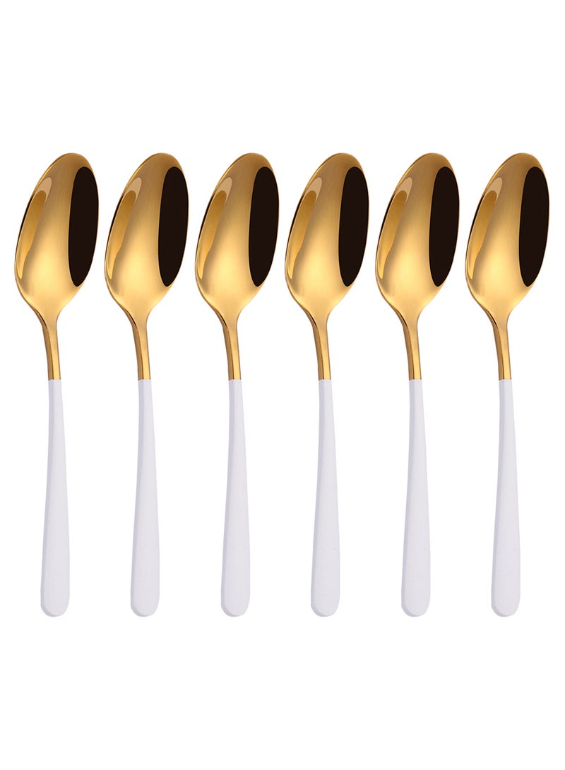 TD HOME 6-Piece Tea Spoon Set Gold/White