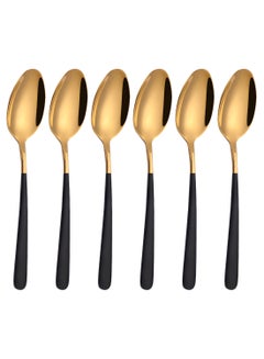 TD HOME 6-Piece Mirror Finish Table Spoon Set Gold/Black 