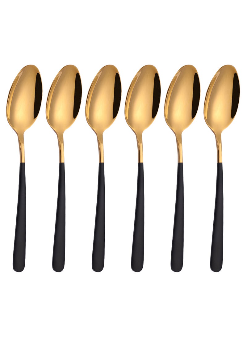 TD HOME 6-Piece Mirror Finish Table Spoon Set Gold/Black 