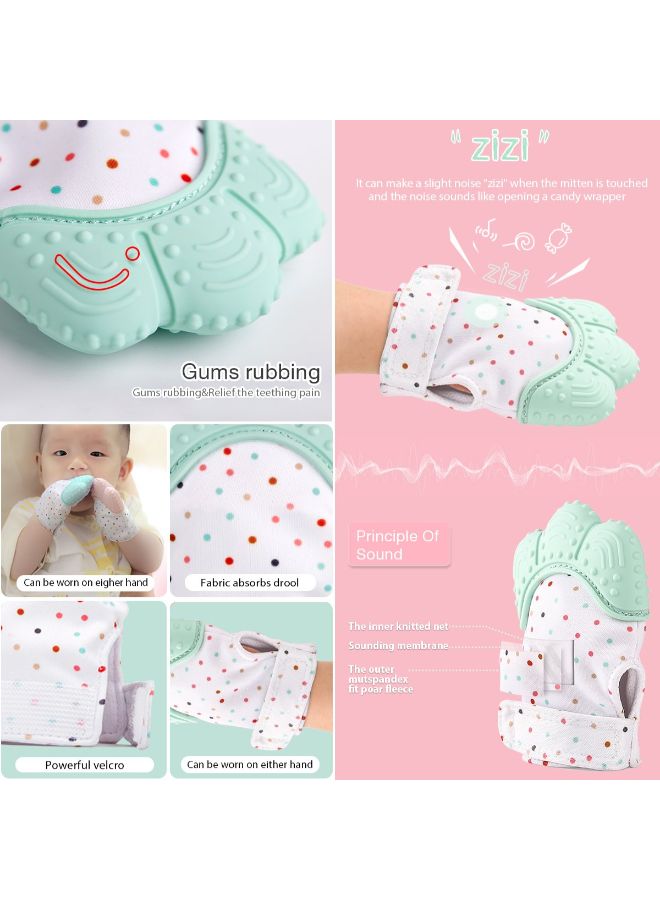 FOCHEA Pack Of 3 Self-Soothing Baby Teething Mitten Glove With Travel Bag - Image 3