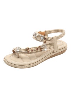 Fashion Flat Elastic Band Sandals Beige