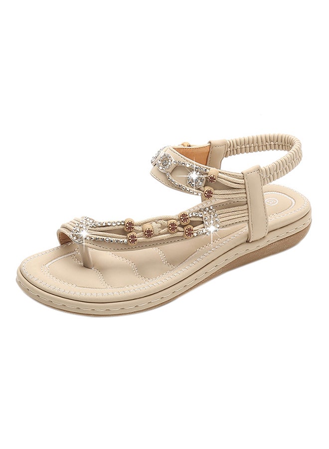 Generic - Fashion Flat Elastic Band Sandals Beige - Image 1