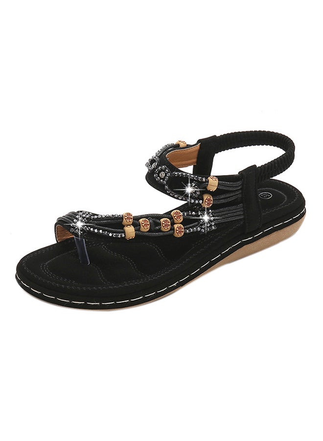 Fashion Flat Elastic Band Sandals Black  - Image 1
