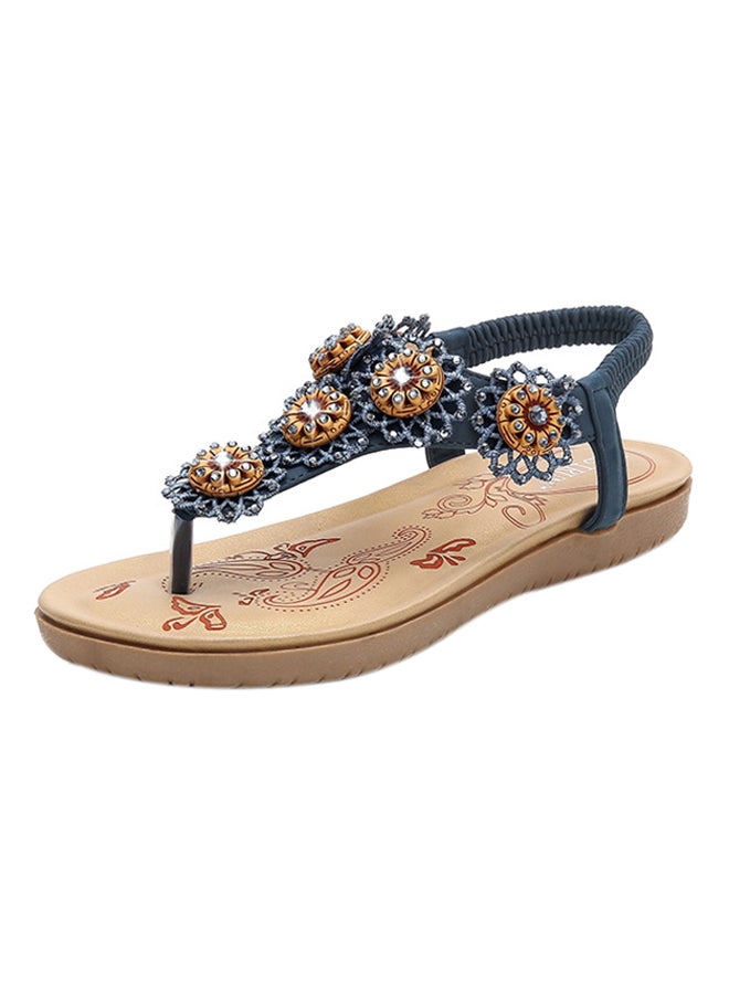 T-strap Elastic Band Sandals Blue  - Image 1