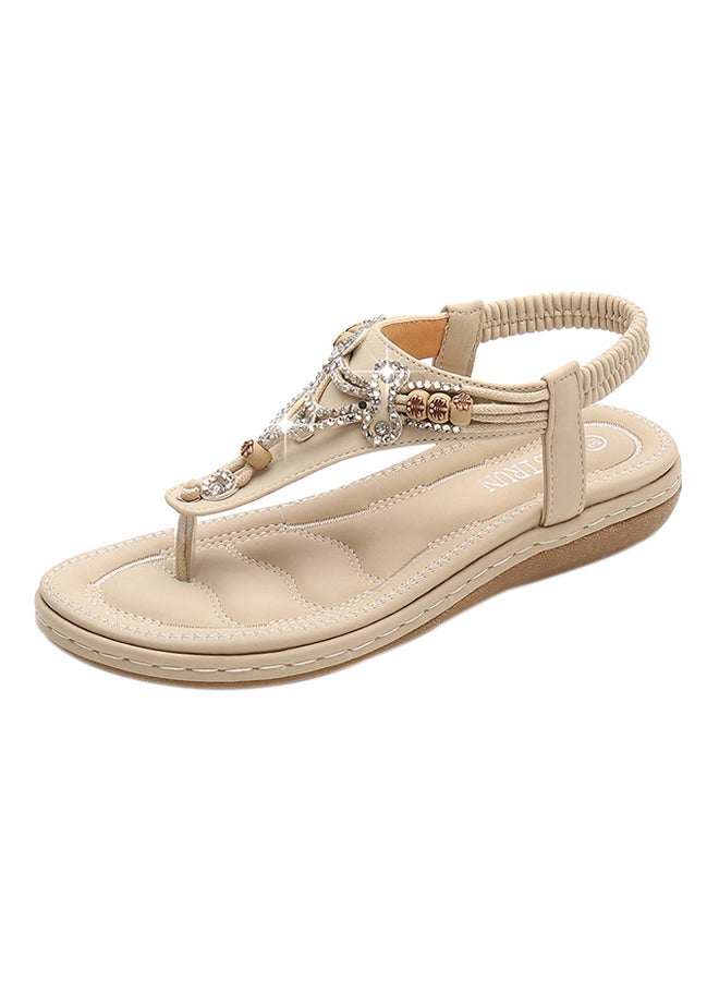 T-strap Elastic Band Sandals Beige - v1562857620/N27412524V_1