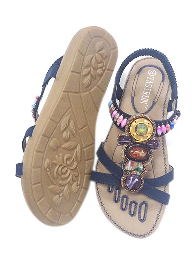 Open Teo Bohemian Elastic Band Sandals Blue  - Image 1