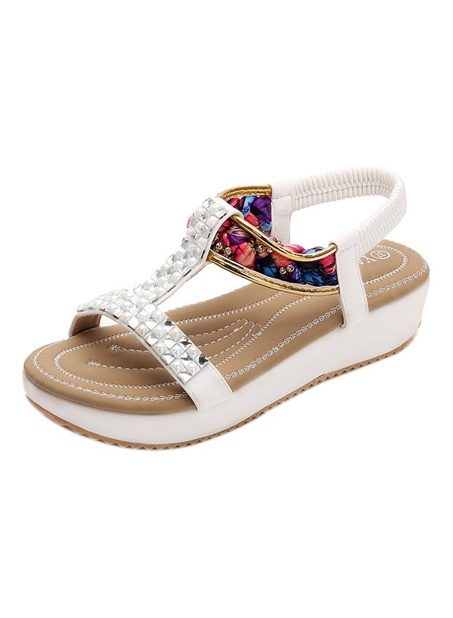 Polyurethane Wedge Elastic Band Sandals White - Image 1