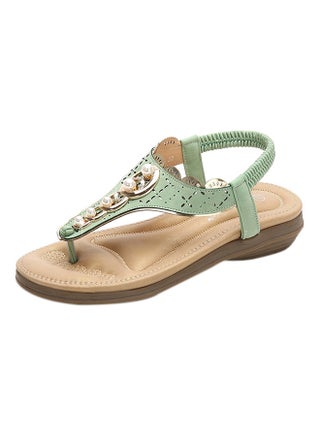 Bohemian T-strap Elastic Band Sandals Green - v1562857653/N27413089V_1