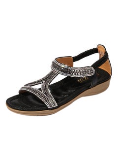 Generic Open Teo Gladiator Elastic Band Sandals Black  - Image 1