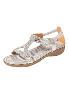 Generic Open Teo Gladiator Elastic Band Sandals Silver  - Image 1