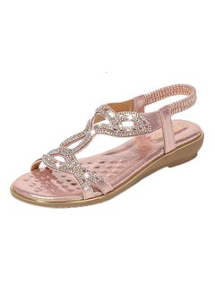 T-strap Elastic Band Sandals Pink