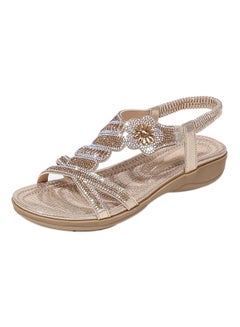 Open Teo Bohemian Elastic Band Sandals Gold