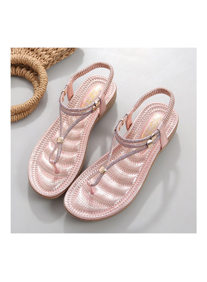 Bohemian Elastic Band Sandals Pink - Image 2