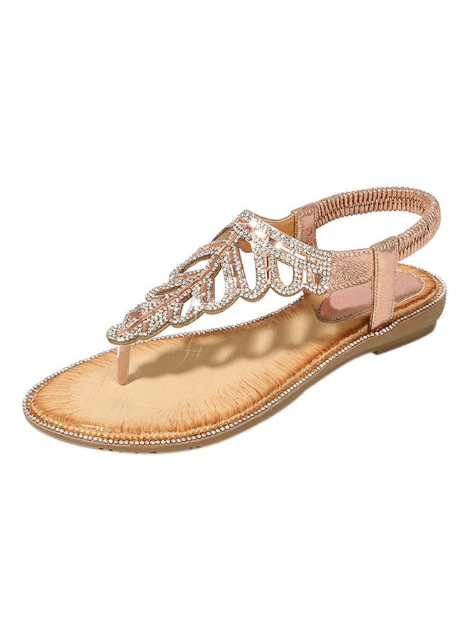 Generic - Bohemian T-strap Elastic Band Sandals Pink - Image 1