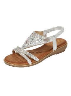 Bohemia Crystal Elastic Band Sandals Silver