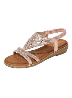 Bohemia Crystal Elastic Band Sandals Pink