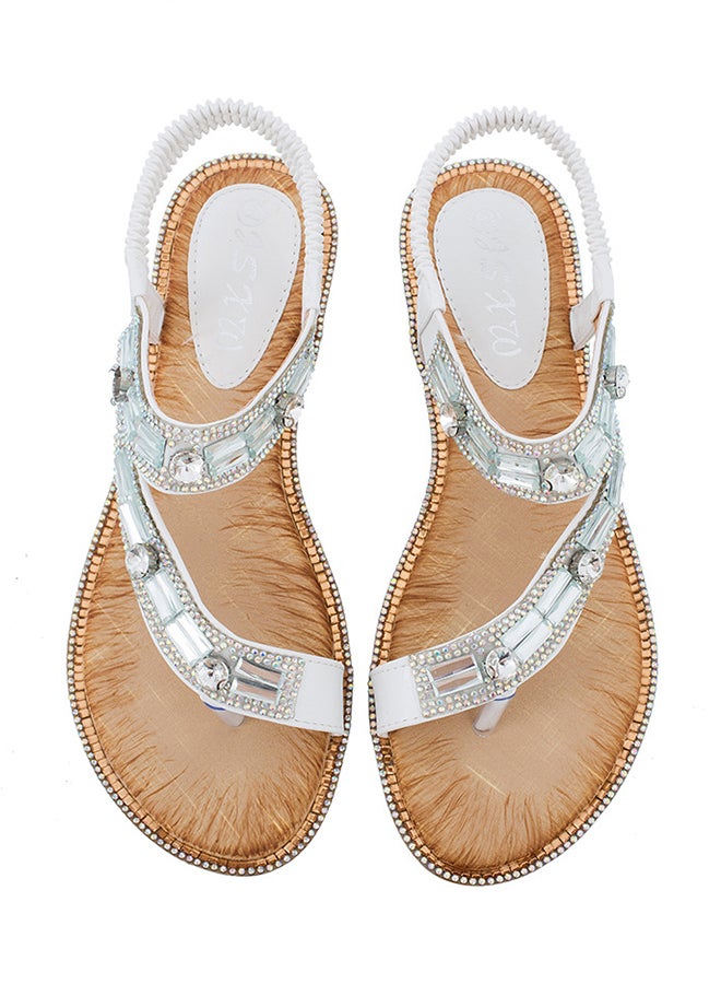 Fashion Flat Elastic Band Sandals White - Image 1