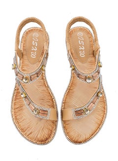 Fashion Rhinestone Thong Flat Elastic Band Sandals Green