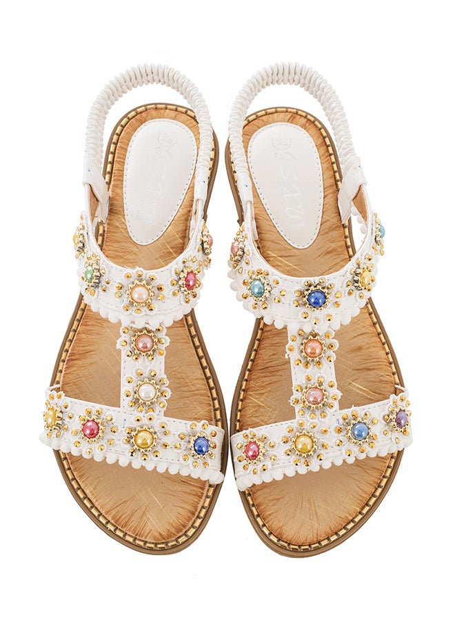 Bohemia Elastic Band Sandals White - Image 1