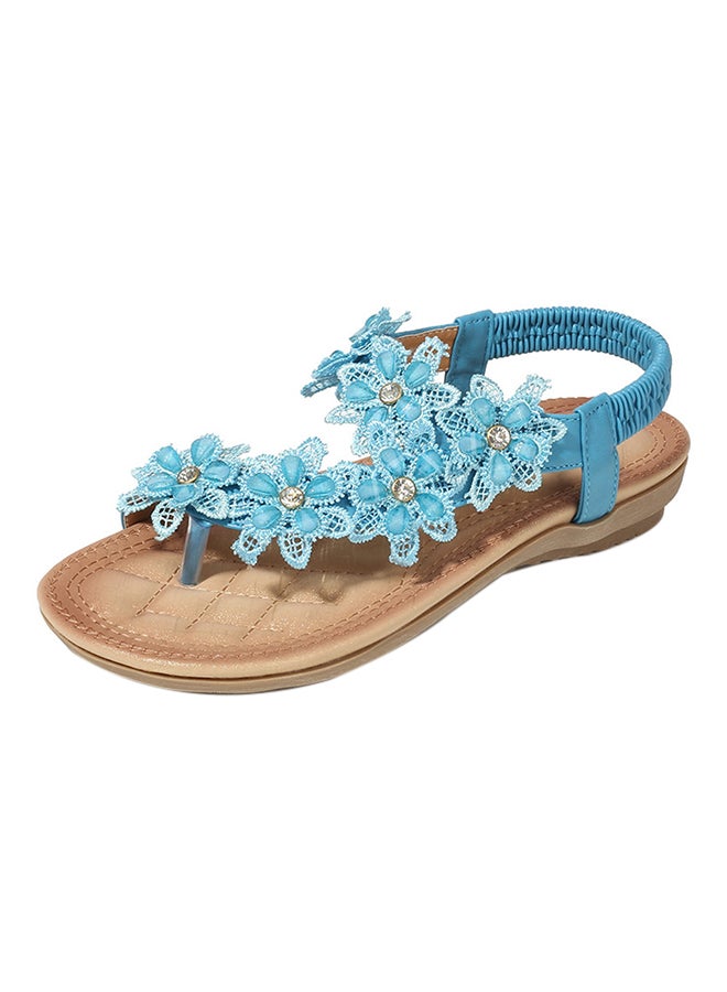 Fashion Flat Elastic Band Sandals Blue  - Image 1