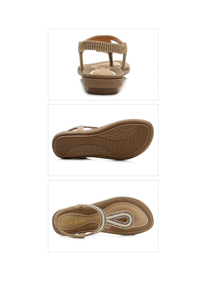 Bohemian Elastic Band Sandals Beige - Image 2