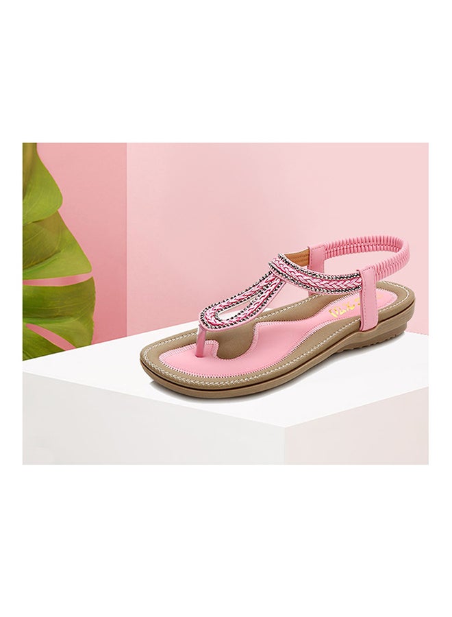 صندل برباط مرن بتصميم بوهيمي وردي - Image 2