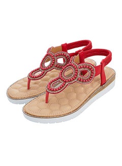 T-strap Elastic Band Sandals Red