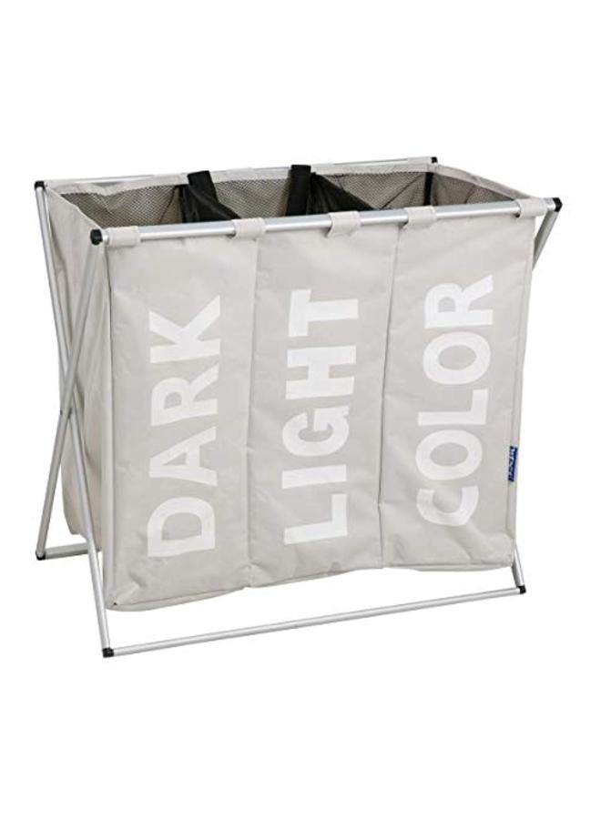 Wenko Three Compartment Laundry Basket Beige/Black 57 x 63cm